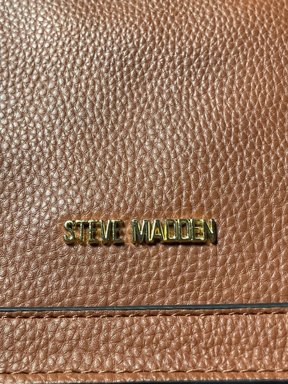 Steve Madden Throwback Turnkey Shoulder Chain Top Handle Pebble Faux Leather Tan